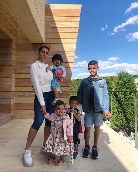 Georgina is always taking care of the kids while Ronaldo is away.